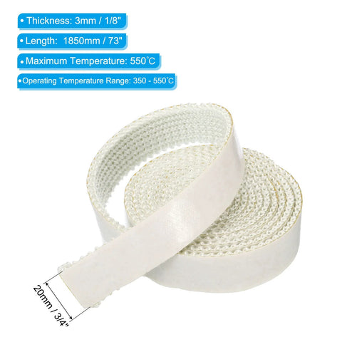 PATIKIL fiberglass wood stove gasket, 3/4 in x 1/8 in x 73 in, white, flat self-adhesive high-temp seal