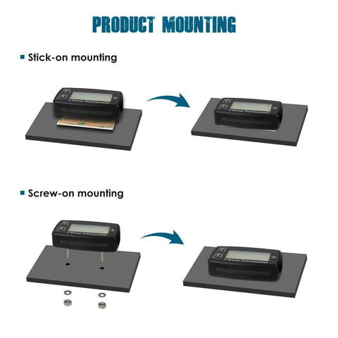 Dual Channel Engine Temperature Gauge With Backlit LCD And Overheat Alerts stick-on and screw-on mounting options