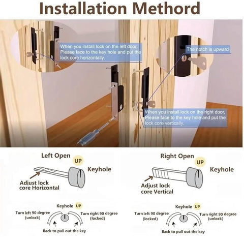 Privacy Pocket Door Lock Hardware With Key For Invisible Barn Doors In Brushed Nickel Finish installation method diagram