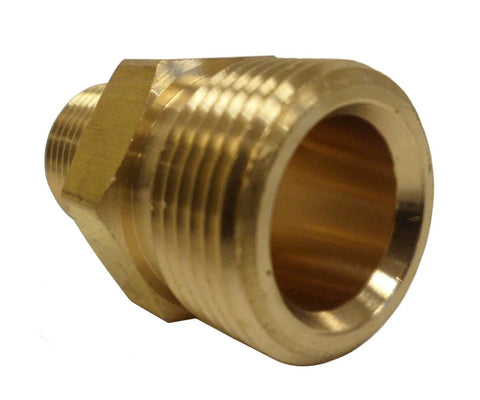 Brass high-pressure adapter fitting, M22 to 3/8 in. male pipe thread for pressure washers