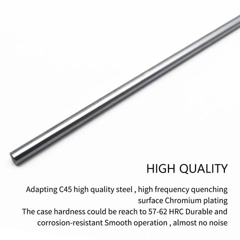Four Pack 8 mm By 400 mm Case Hardened Chrome Linear Rods For 3D Printers DIY CNC Machines Precision Shafts With Chrome Plating Hrc 62 Tolerance From 7.97 To 7.995 Mm