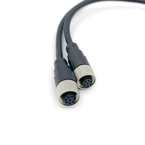 M12 8 Pin Double Female Connector Cable A Code Straight Circular Molded Cable IP67 Waterproof Unshielded PVC 1 meter