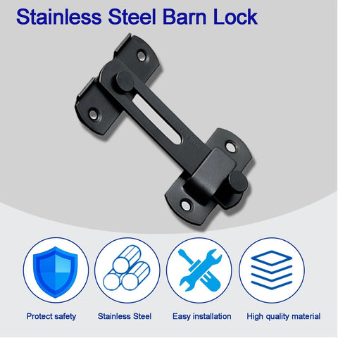 Heavy Duty Barn Door Lock With 180 Degree Flip Latch For Privacy And Child Safety, No Brainer Install, Built Tough Stainless Steel