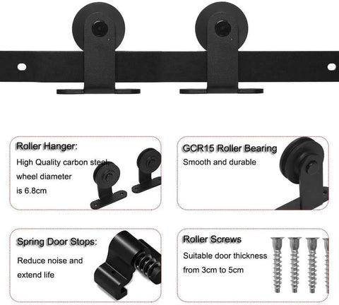 Two Pack Sliding Barn Door Rollers Only No Track T Shape Hangers Ultra Quiet Steel Bearings With Gcr15 Premium Nylon Wheel Frosted Black