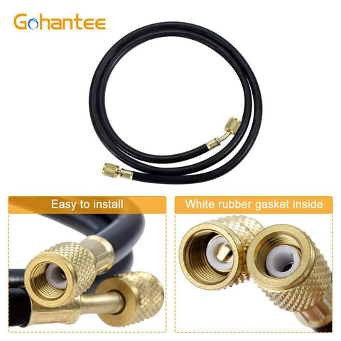 Refrigerant charging hose for R410A, GoHantee, 59 in, 1/4 in SAE female flare, 800 PSI working pressure