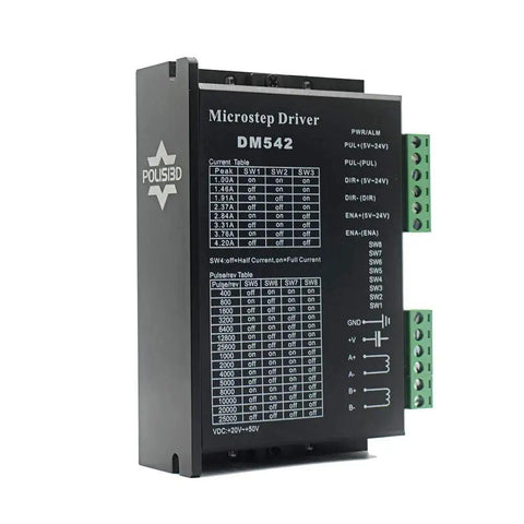 DM542 Digital Microstep Driver for Nema 17 23 and 34 Stepper Motors 2 Phase Hybrid Controller, front view with connection ports visible.