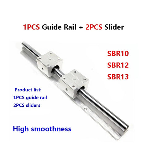 Precision Linear Rail Kit With SBR10 SBR12 And SBR13, 200 To 1000 Millimeters Length, Includes 1 Guide Rail Plus 2 Blocks SBR10UU Or SBR12UU