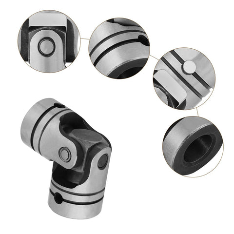 Steel shaft connector universal joint coupler, 12mm, for 3D printers, CNC machines, and RC steering linkages (Amazon)