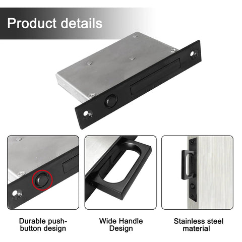 Recessed Finger Flush Pulls With Edge Pull For Pocket Doors, Closets, Sliding And Barn Doors, Black Stainless Steel 6 Inch