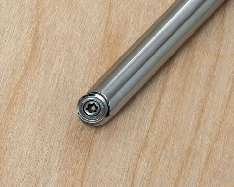 Interchangeable handle from the Five Piece Mid Size Carbide Woodturning Tools Set for wood lathe, close-up view on wood surface