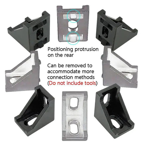 3030 Aluminum Extrusion Corner Bracket Kit With 40 M6 T Nuts And 40 Hex Screws, 20 Corner Brackets, showing positioning protrusion