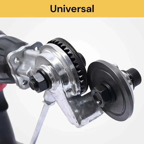 Close-up of Electric Drill Plate Cutter Nibbler Attachment for effortless DIY cutting of metal sheets, showing sharp durable construction.