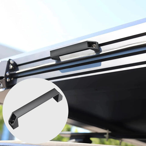 4 Pack 4040 Aluminum Rectangular Pull Handles With 180mm Hole Distance Black installed on metal equipment