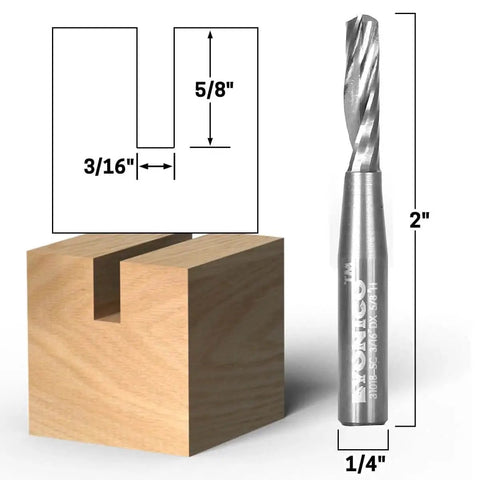 O Flute Solid Carbide End Mill For CNC Routing And Milling, Dope Single Flute Upcut Spiral Bit For Clean Bottom Edges On Aluminum And Plastics, 3 Sixteenth Inch Diameter, One Quarter Inch Shank Yonico 31018SC