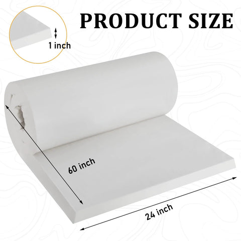 Amylove ceramic fiber insulation blanket, white, 60 x 24 x 1 in, high-temp 2600F for stoves and kilns