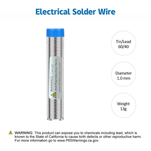Close-up of tin/lead 60/40 solder wire for 60W Adjustable Temperature Soldering Iron Kit With Quick Heat Ceramic Technology