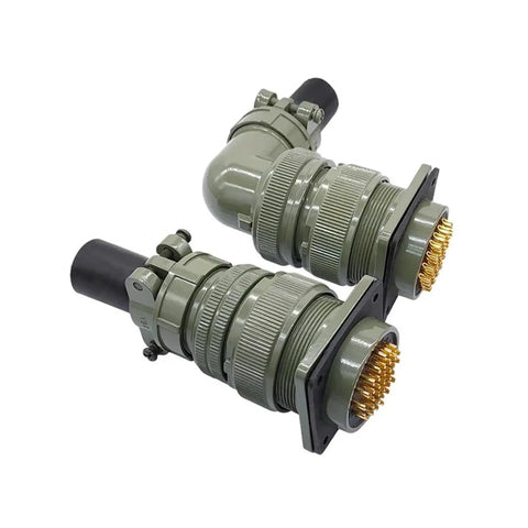 Mil Spec MIL-C 5015 Circular Connector With MS3102A Socket And 3108 Plug 28-21S, rugged aluminum shell, for harsh environments.
