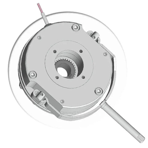 Electromagnetic brake BN08, Amazon automotive part with round metallic housing and wiring