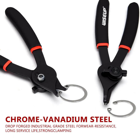 12 Piece Snap Ring Pliers Set For Internal And External Circlips With Straight And Bent Jaw Tips Includes 6 8 And 9 Inch Pliers
