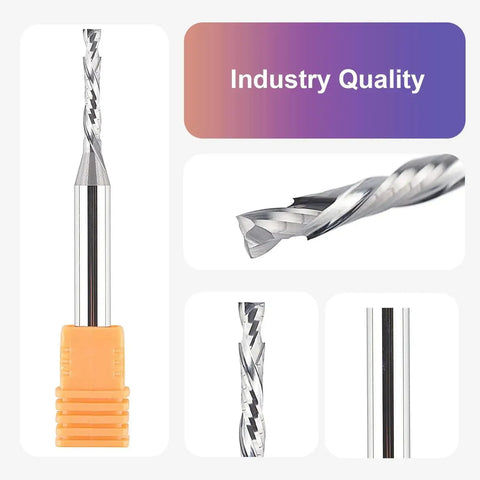 Up And Down Compression Spiral Router Bit For Woodworking And Engraving, One Eighth Inch Cutting Diameter, One Quarter Inch Shank
