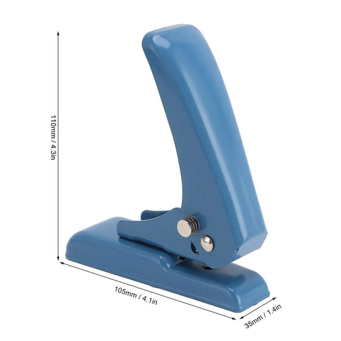 Blue Compact Five Point Five Millimeter Hole Puncher Built Tough Metal Handheld Punch For Paper Cards Crafts 40 Sheet Capacity
