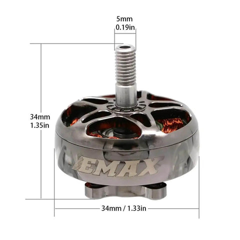 Eco II 2807 Brushless RC Motors Set For FPV Racing Drones close-up with dimensions, showing durable quadcopter spare part design.