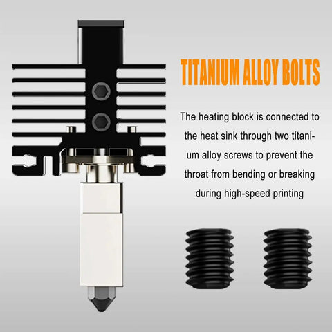 Pro Grade P1P P1S Hardened Steel Hotend Kit With Fan For P1 Series 3D Printer Replacement Nozzle, titanium alloy bolts detail