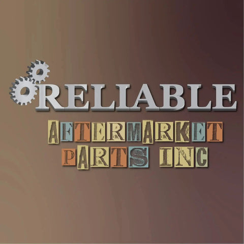 Logo for Reliable Aftermarket Parts Inc with gear graphics, text in metallic and colored block letters.