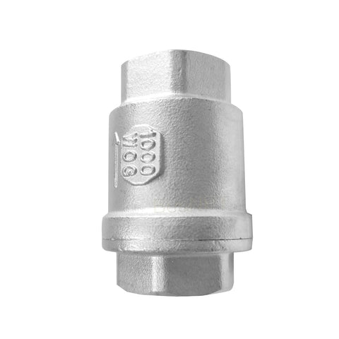 Stainless steel spring check valve, 3/4 in NPT, inline one-way water valve for pumps