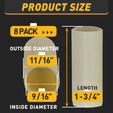 Nylon Trailer Leaf Spring Bushings 9 16 Inch ID And 1 3 4 Inch Outer Diameter Universal Fit Eight Pack Size Diagram