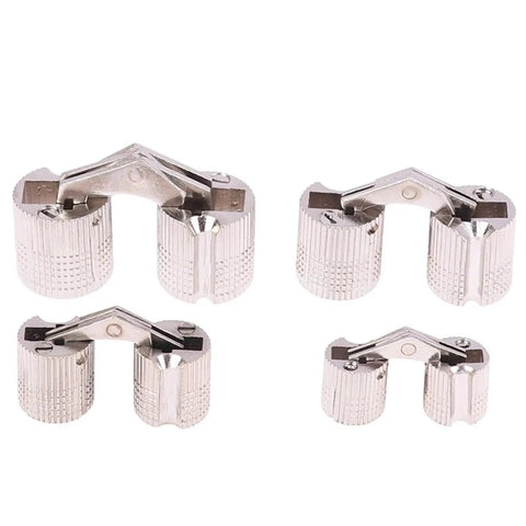 Four Pack Brass Barrel Hidden Hinges For Concealed Cabinet Doors With 180 Degree Swing Pro Grade Cylindrical Invisible Hinges