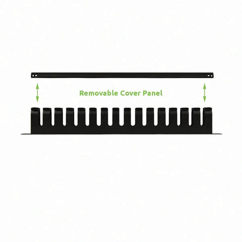 1U Metal Rack Mount Horizontal Cable Manager Duct Raceway For 19 Inch Server Rack with removable cover panel highlighted