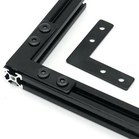 10 Sets Black L Connector Brackets With 40 M5 T Slot Nuts And 40 M5x8mm Hex Socket Cap Screws For 6mm Slot 2020 Series Aluminum Profile