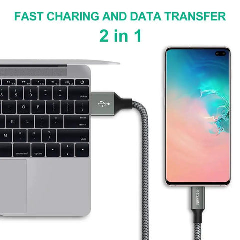 USB A to USB C Cable 3ft 2 Pack Fast Charging and Data Sync for Galaxy iPhone connecting laptop and smartphone