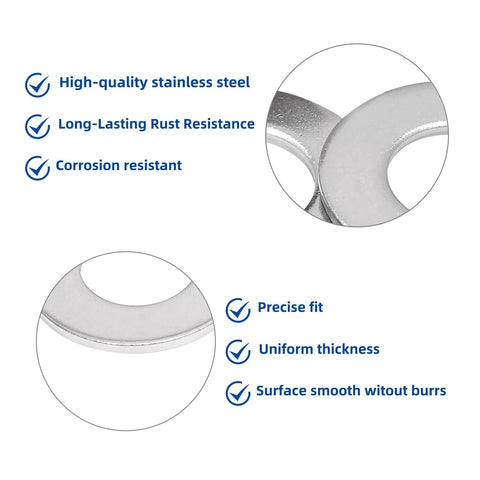 LBYNKY flat washers, 20 pcs, 5/8 in ID x 1-5/16 in OD, 304 stainless steel; burr-free, smooth finish.