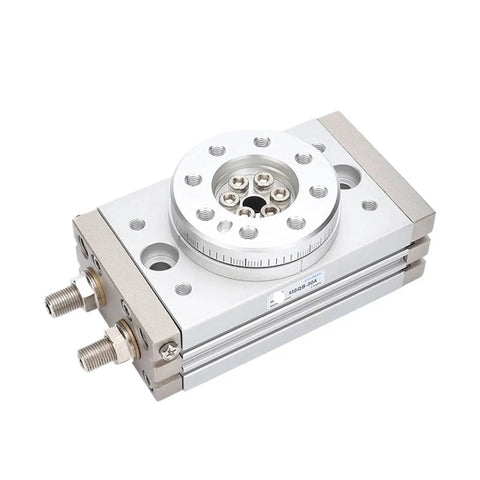 MSQB rotary pneumatic actuator, 0–180° swing, aluminum body, front view