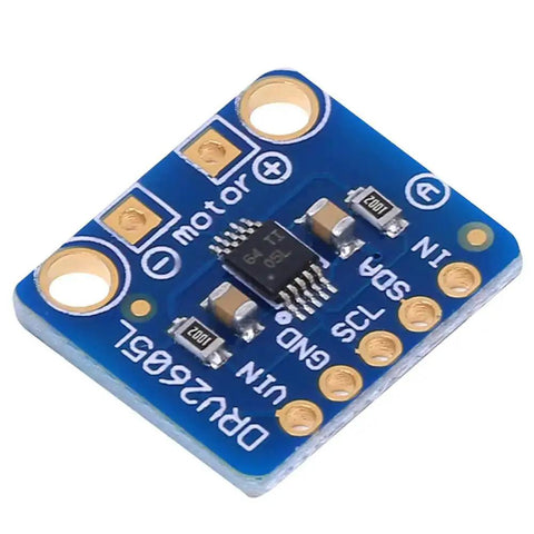 Two Pack Haptic Motor Controller Driver Module with General Pin Interface DRV2605L on white background, showing pin labels and IC components