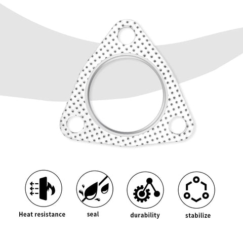 Exhaust gasket, 2-inch triangular flange with three bolt holes, metal construction