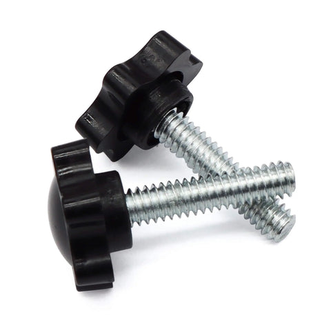 1/4-20 Threaded Knurled Thumb Nuts With Black Knobs For Quick Clamping, Durable Grip Screws Featuring Hex Star Pattern, 10 Piece Set