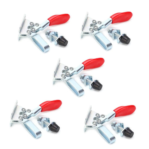 Pro Grade Heavy Duty Hold Down Toggle Clamps for Woodworking and Jigs and Fixtures with red handle and alloy steel construction