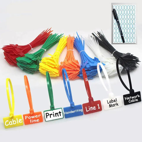 250 Pack 6 Inch Self Locking Nylon Cable Ties Multicolor For Wiring And Network Cables With Label Tag Area 1x0.6 Inches Angled Tail For Quick Insertion
