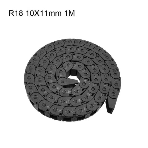 Coiled Open Type Drag Chain Cable Carrier With End Connectors R18 10x11mm Inner Size 1 Meter Plastic CNC Router