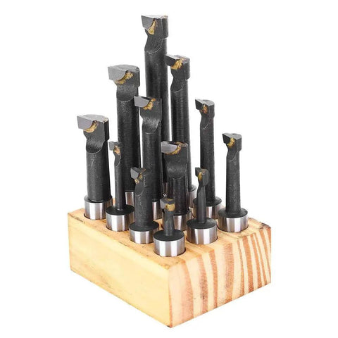 12 Piece F1 Type Five Eighths Inch Boring Cutter CNC Milling Tools Kit Set High Speed Steel Precision Crafted Long Service Life Easy to Replace Meets Varied Drilling Needs