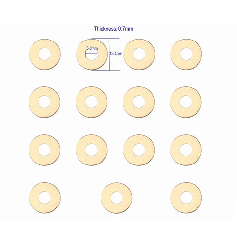 Replacement Brass Washer Set for Griptilian 551 710 720 723 EDC Folding Knife Pivot Pins, 0.7mm thick, 15 pack.