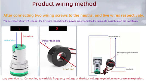 Wiring method for Three Piece AC Current And Voltage Indicator with Two Digit LED Display for industrial use