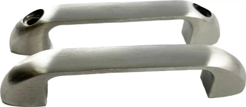 Cast Stainless Steel Dual Sided Door Pull Set For 1 Inch Doors With Included Fasteners, Two Pulls, shown from above