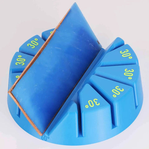 Blue jig from Multi Angle Soldering Jig Kit For Stained Glass Projects With 30 60 90 120 150 180 Degree Settings