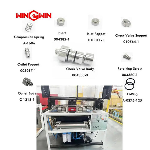 Waterjet Cutting Machine Spare Parts Outlet Poppet Check Valve Poppet No 0110391 Replacement Part For Waterjet Systems For Sale Pro Grade Durable Valve Fitting displayed with various components and machinery.