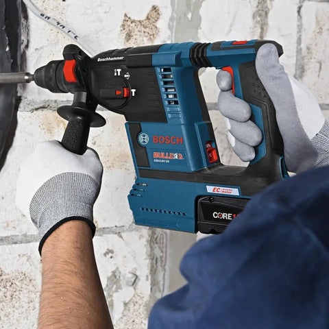 Tile Chisel For SDS Plus Hammer Quick Tile And Grout Removal With Flat Spade Design And Self Sharpening Edge Pro Grade Prying Tiles In One Piece Bosch Bulldog Xtreme Hammer Steel in use