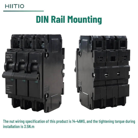 AC Miniature Circuit Breaker 60 Amp 120 To 240 Volts Three Pole DIN Rail Mount 35 mm UL 489 Listed Heavy Duty MCB HCB1U 60 shown horizontally